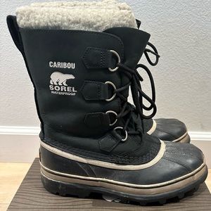 Women’s black sorel caribou boots